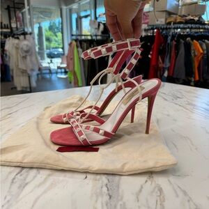 Valentino Garavani Suede Free Rockstud Ankle T-Strap 105mm Sandals 37.5